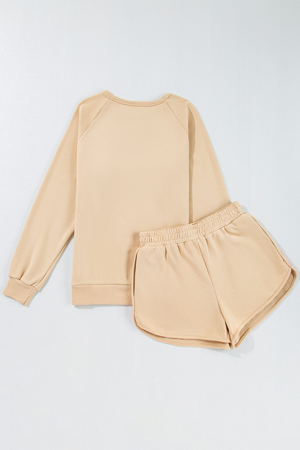 Set 2 Pezzi Donna Albicocca: Pullover a Righe Colorate con Maniche Lunghe e Shorts