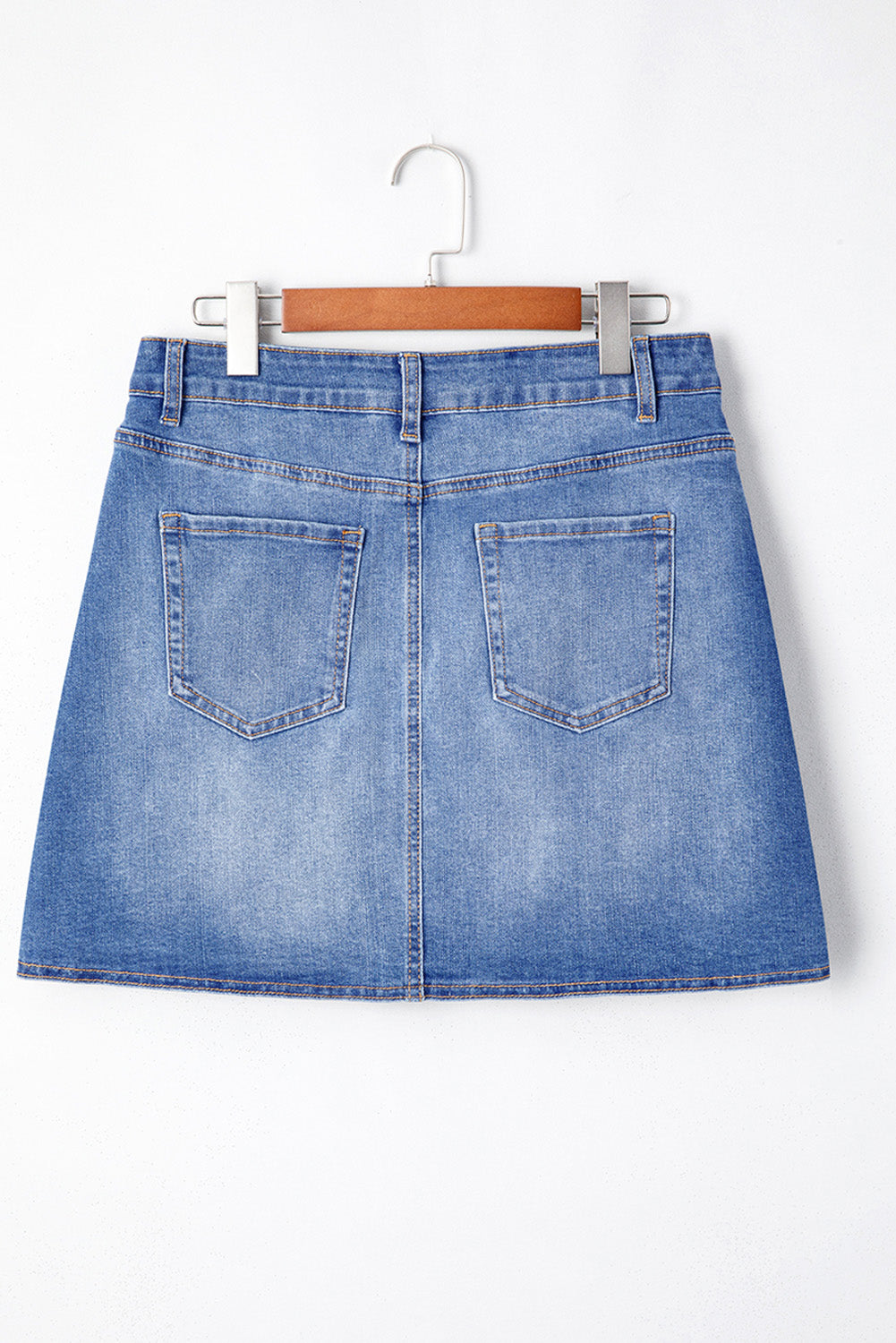 Mini Gonna Donna Denim Blu con Vita Incrociata Avvolgente