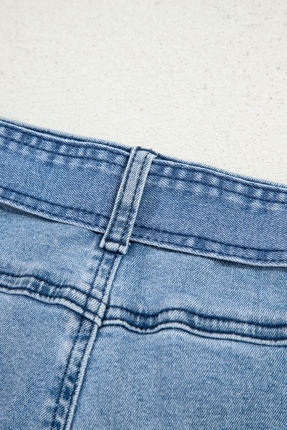 Jeans Donna Blu Vintage Lavato a Gamba Larga con Cintura Annodata