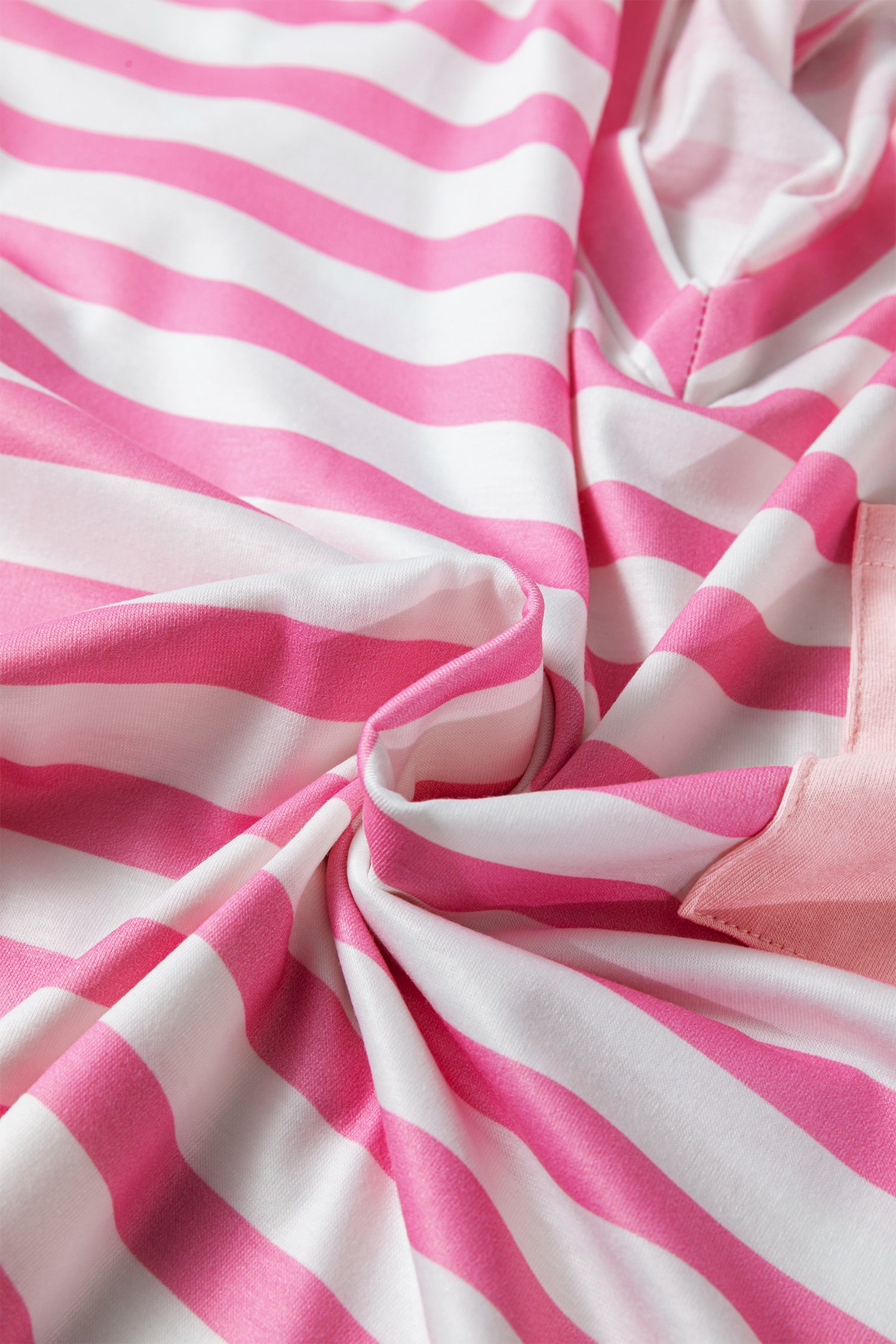 T-Shirt Donna Rosa a Righe Scollo a V con Tasca