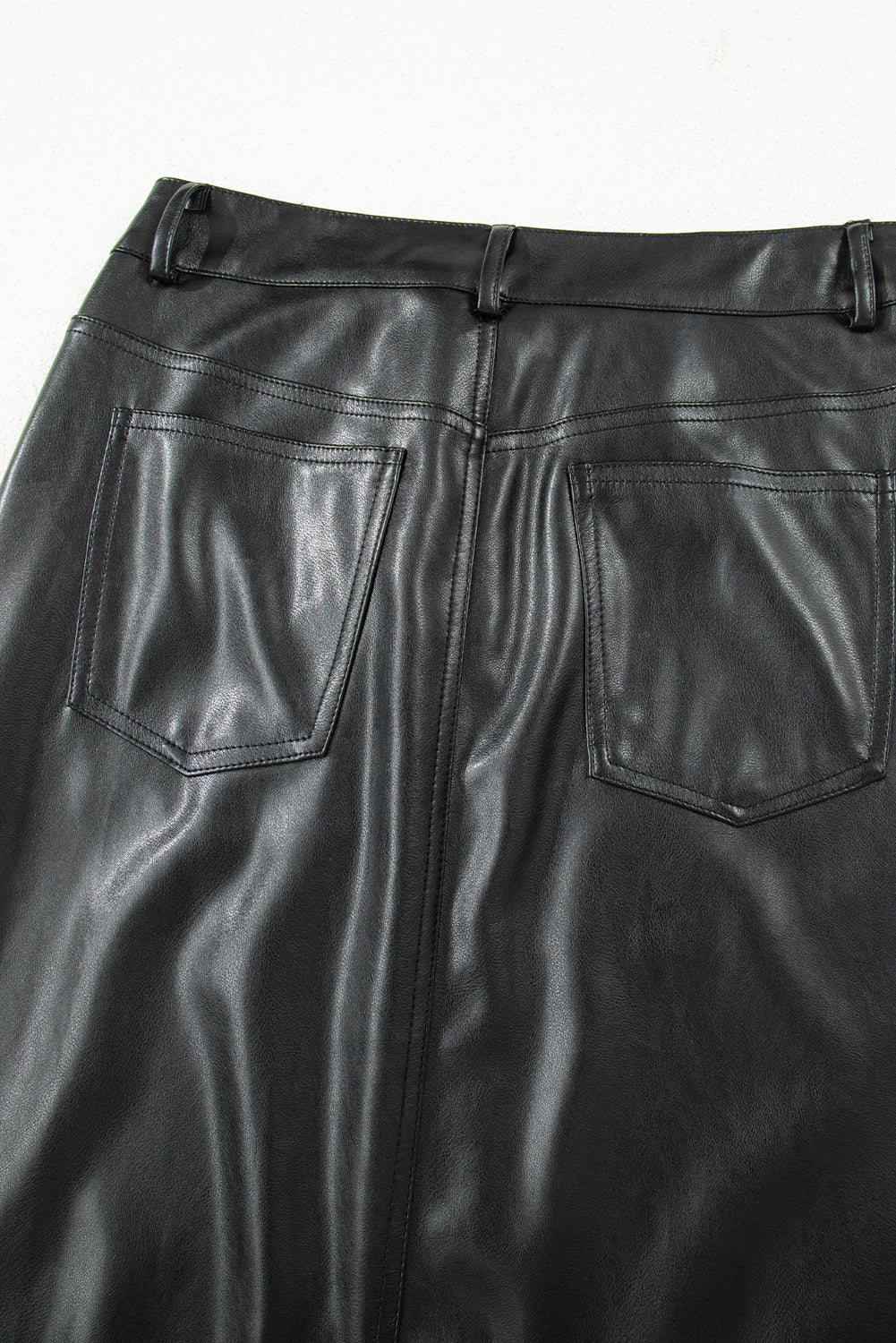 Gonna Maxi Donna Nera in Ecopelle con Spacco Laterale