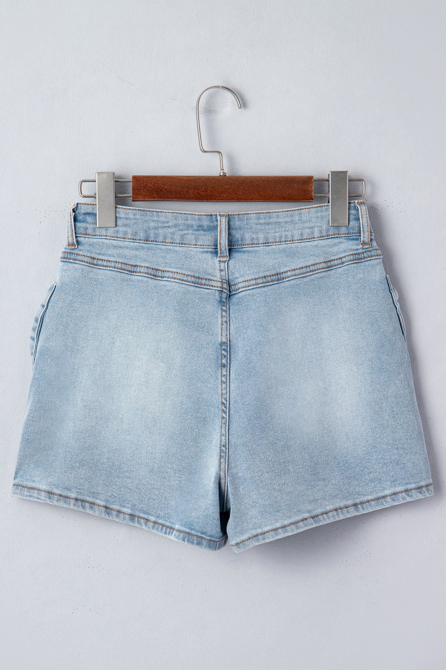 Shorts di Jeans Donna Azzurri con Fiocco Decorativo e Tasche