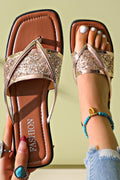 Ciabatte Donna Oro Glitter con Infradito
