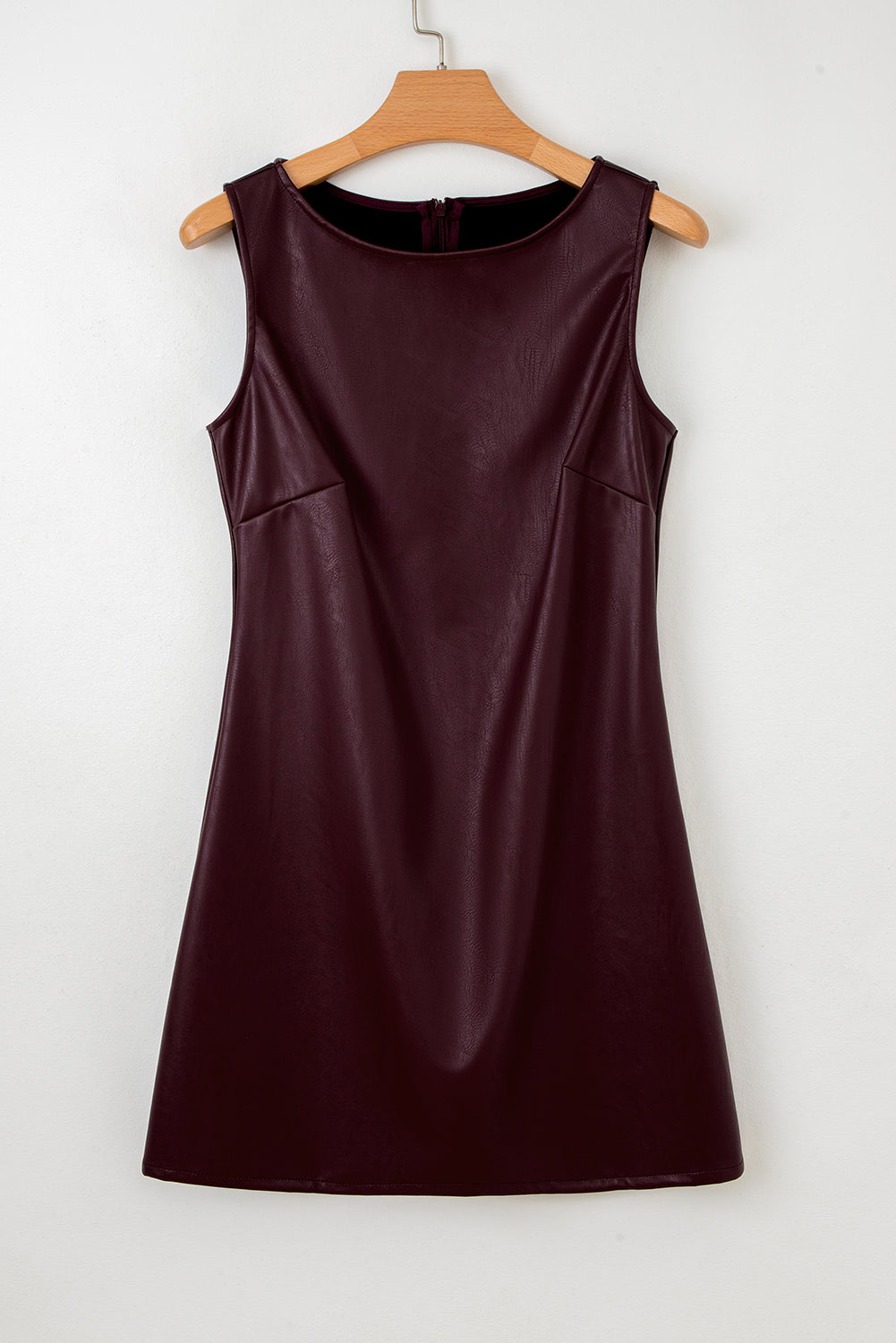 Mini Dress Donna Zenzero in Ecopelle Senza Maniche Collo Tondo