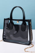 Borsa a Spalla Donna Nera Trasparente in PVC con Catena