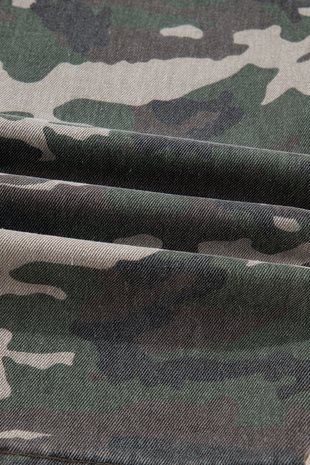 Jeans Donna Verde Camouflage a Gamba Larga con Tasche Cargo