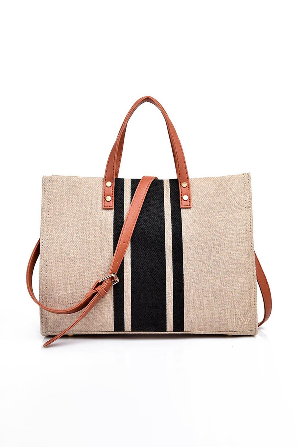 Borsa a Spalla Donna Nera a Righe Grande