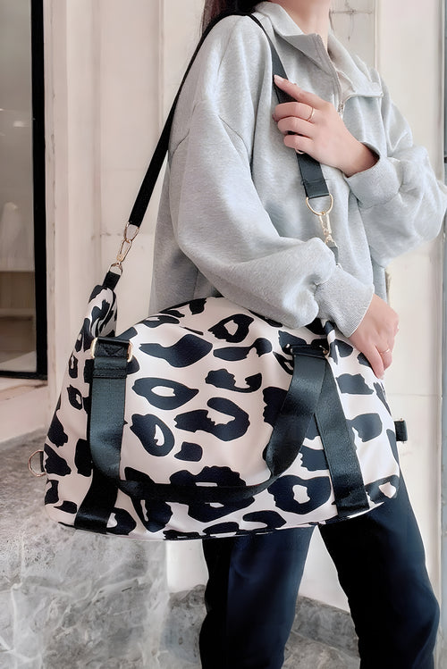 Borsa Tote Donna Nera con Stampa Leopardata