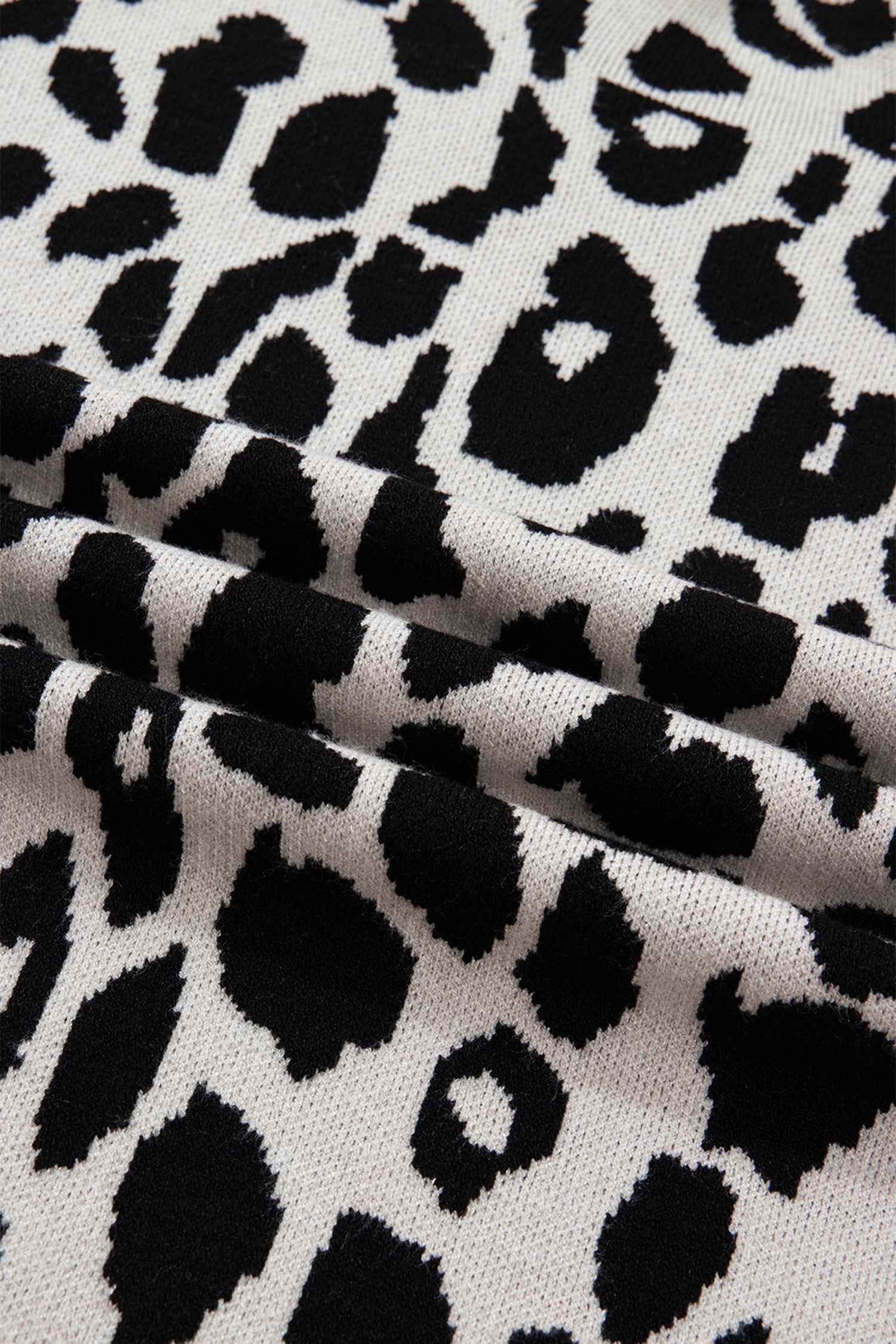 Maglione Donna Nero Plus Size Leopardato Collo Alto Manica Corta