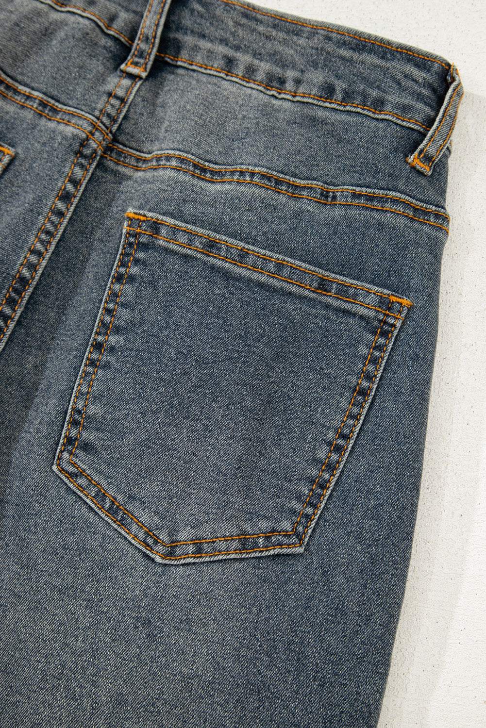 Jeans Donna Blu a Gamba Dritta con Vita Alta e Dettaglio Incrociato