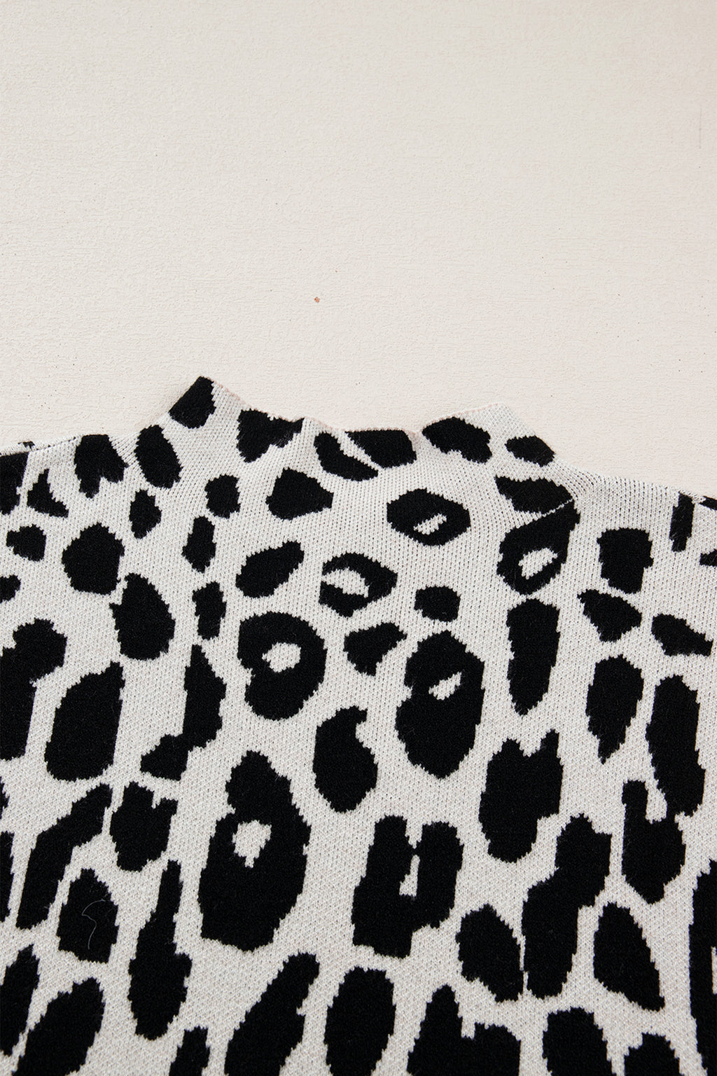 Maglione Donna Nero Plus Size Leopardato Collo Alto Manica Corta