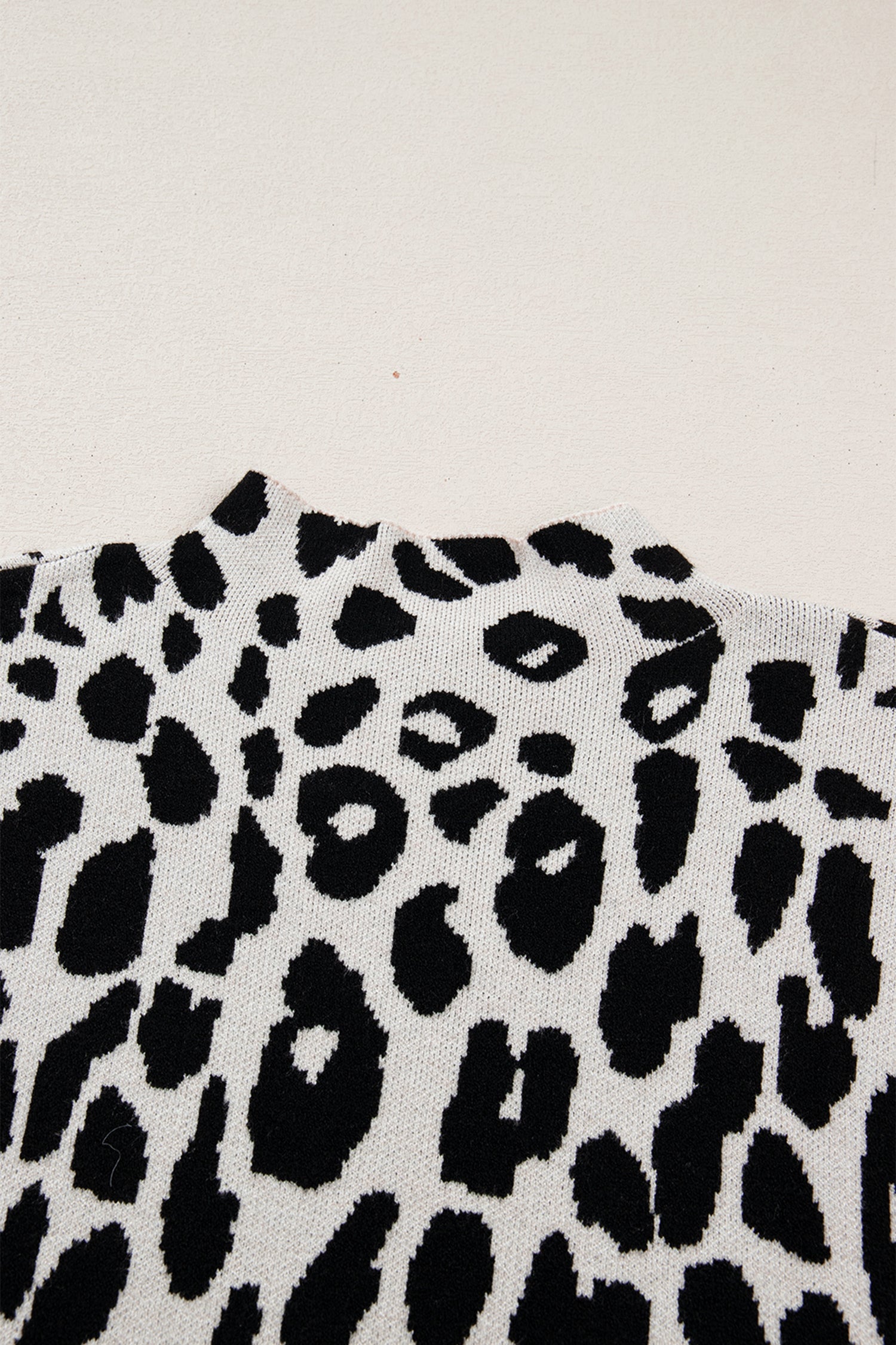 Maglione Donna Nero Plus Size Leopardato Collo Alto Manica Corta
