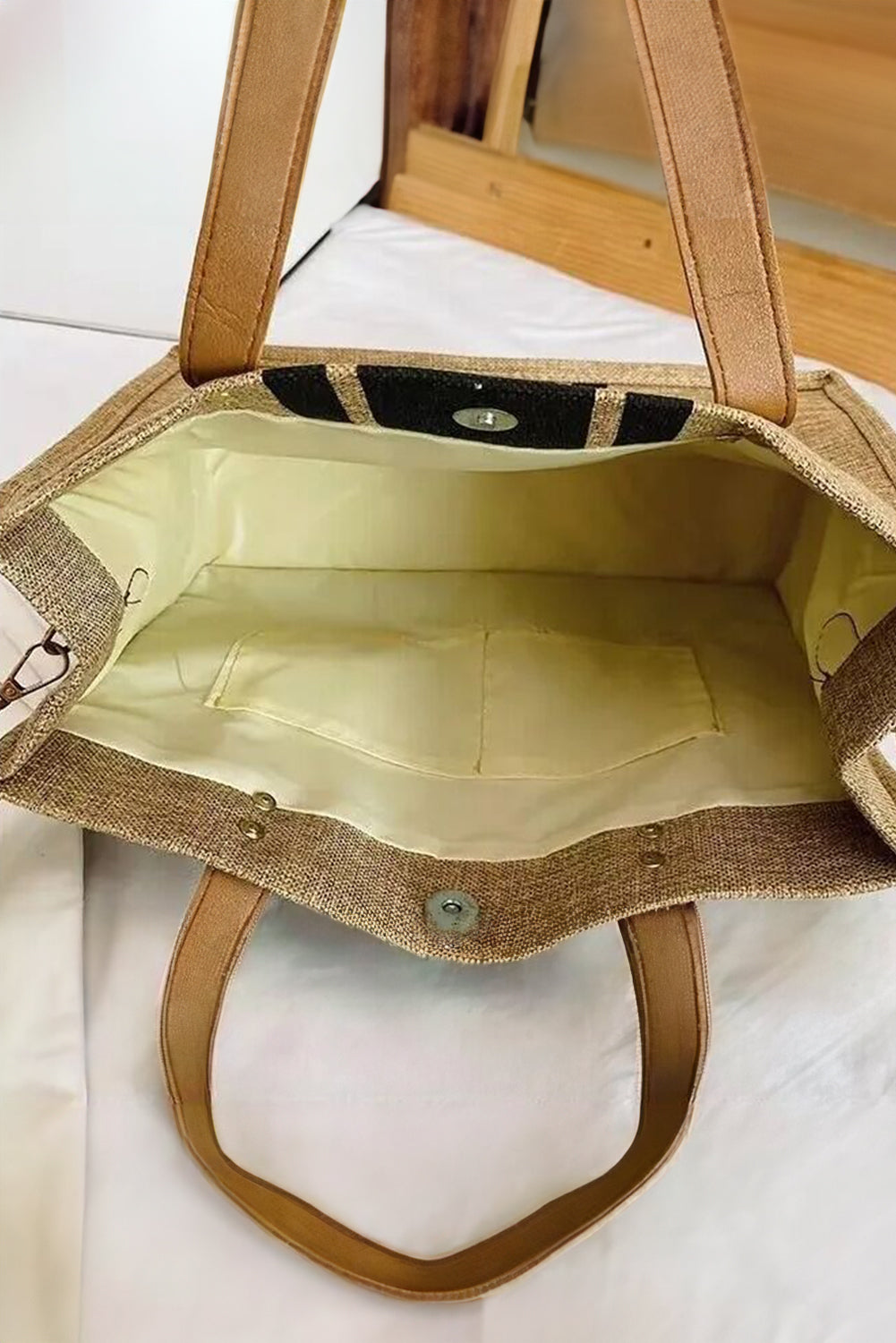 Borsa a Spalla Donna Nera a Righe Grande