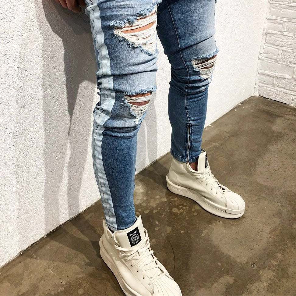 Jeans Uomo Slim Fit Strappati Stile Urbano