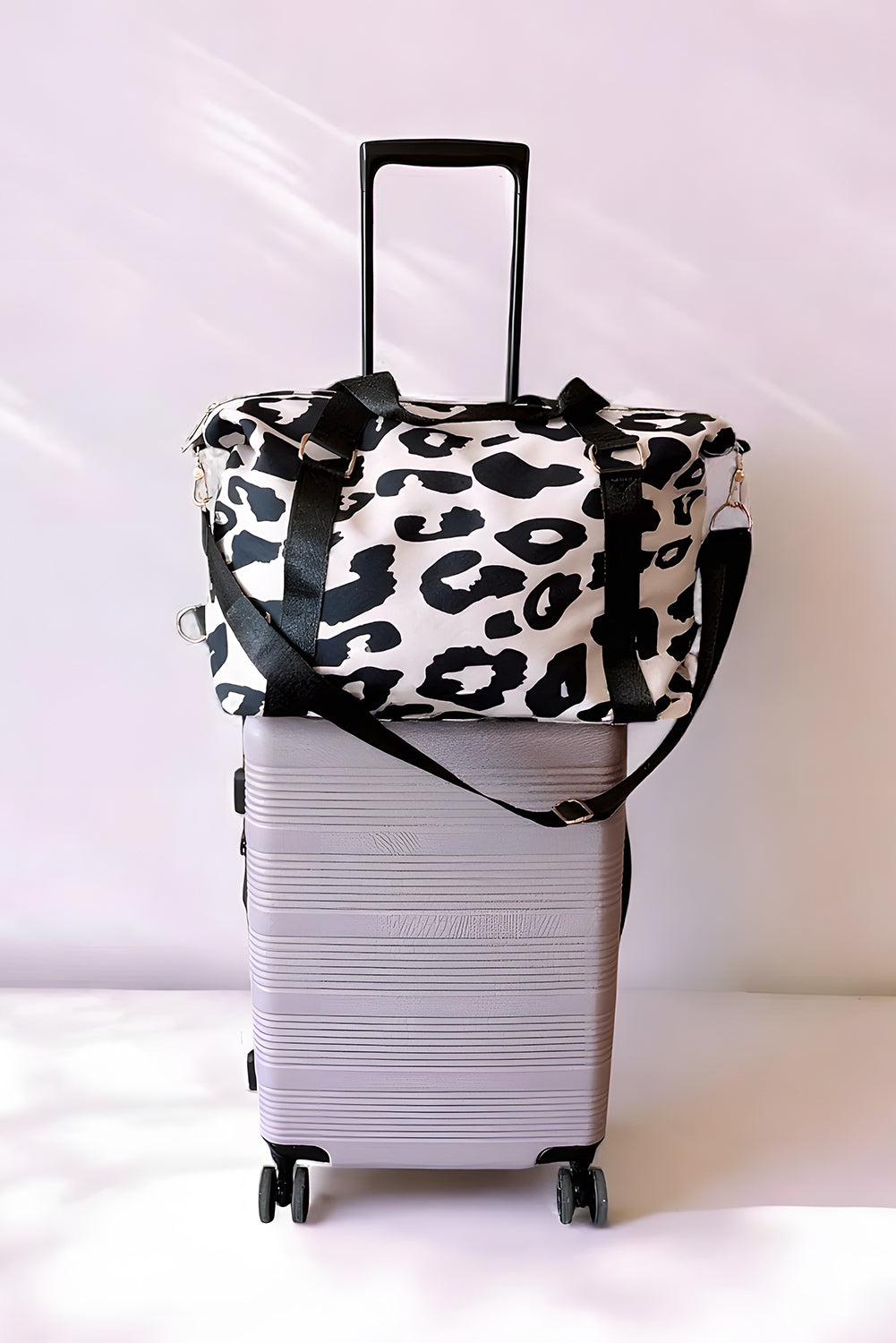 Borsa Tote Donna Nera con Stampa Leopardata