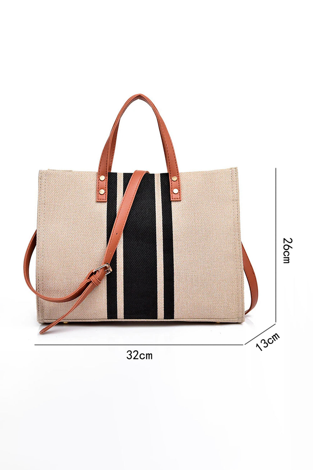 Borsa a Spalla Donna Nera a Righe Grande
