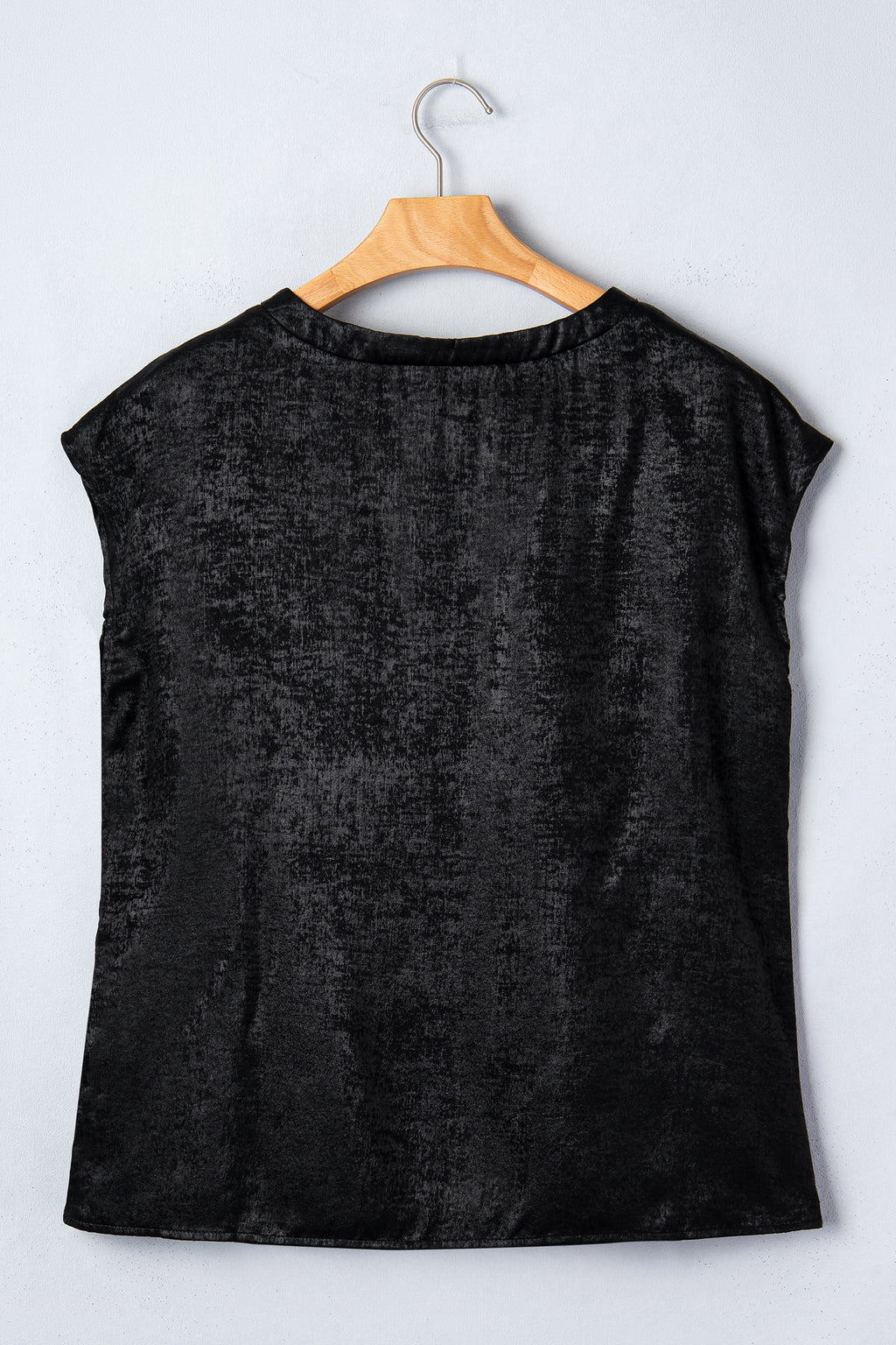 T-Shirt Donna Nera Metallizzata Collo Tondo Maniche a Cappuccio