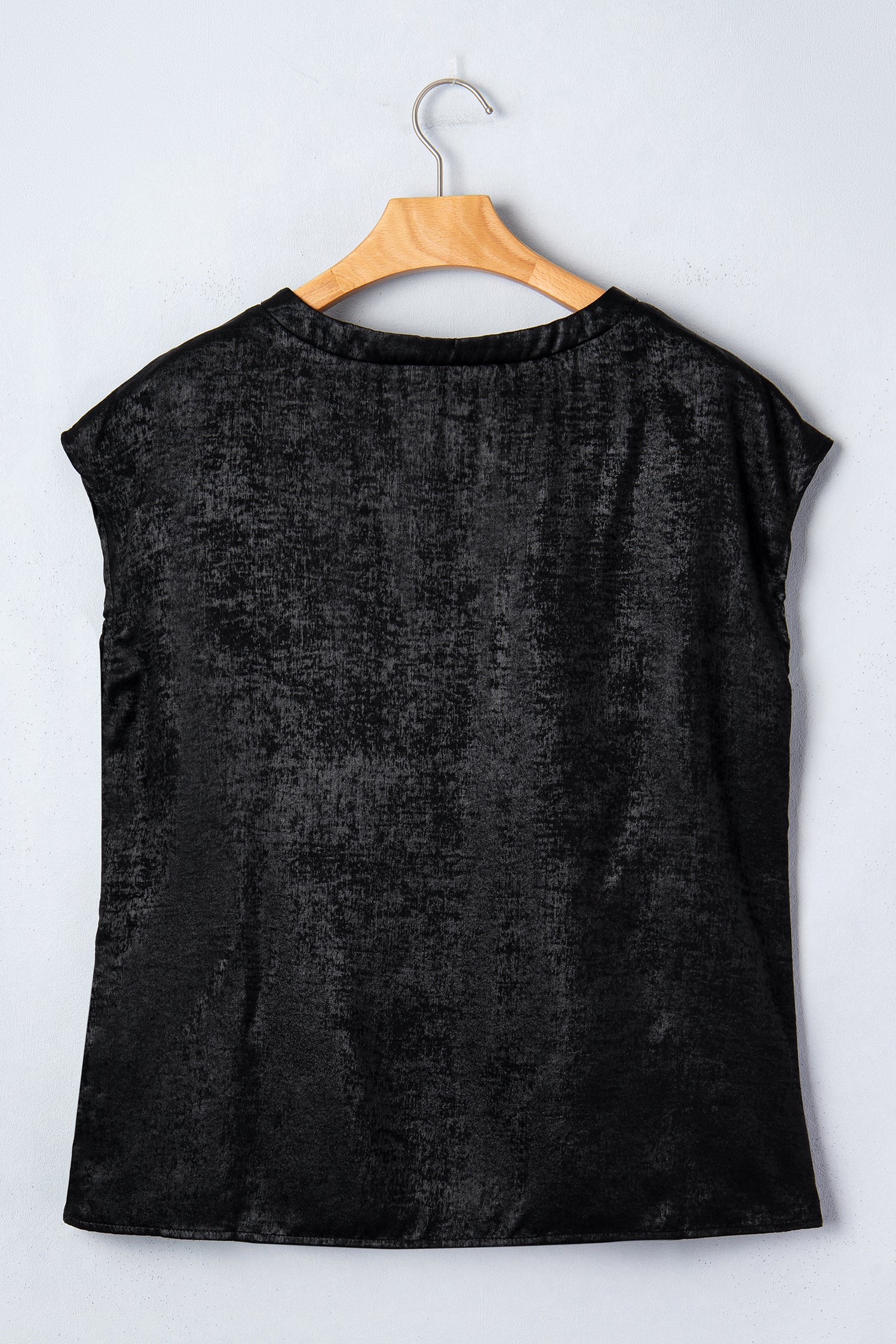 T-Shirt Donna Nera Metallizzata Collo Tondo Maniche a Cappuccio