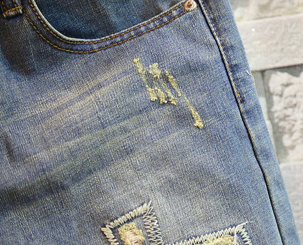 Jeans Uomo Slim Fit 9/10 Strappati Sundipy