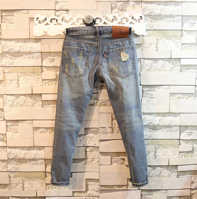 Jeans Uomo Slim Fit 9/10 Strappati Sundipy