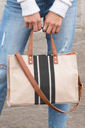 Borsa a Spalla Donna Nera a Righe Grande