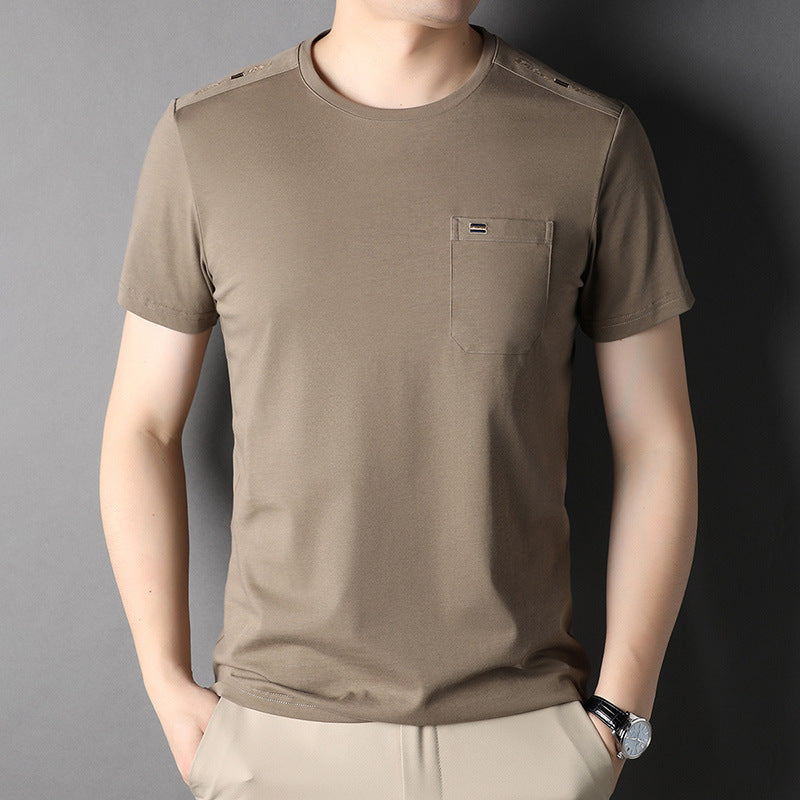 T-Shirt Uomo a Righe in Cotone con Tasca