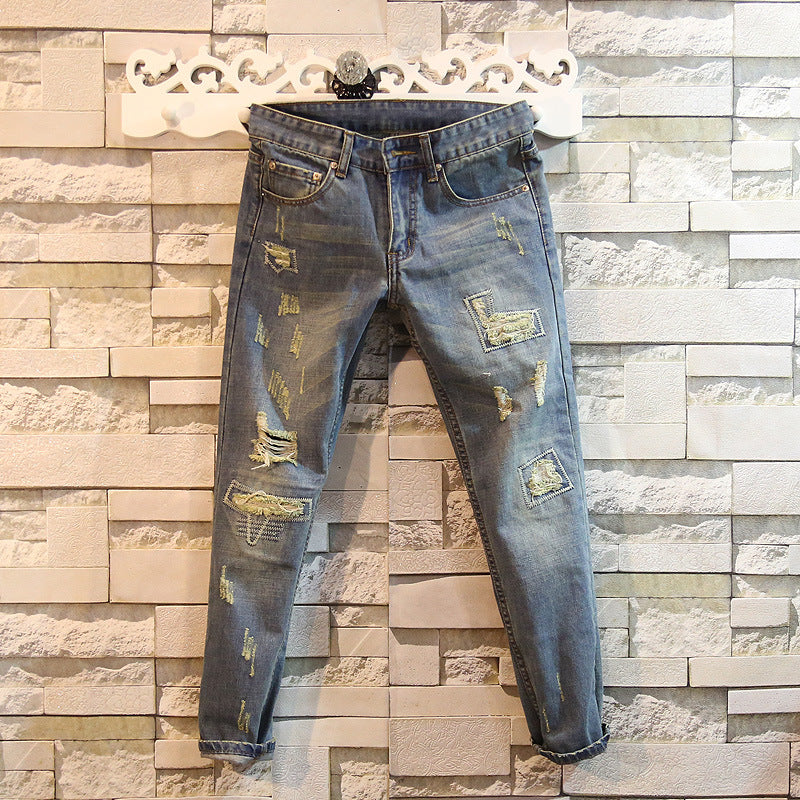 Jeans Uomo Slim Fit 9/10 Strappati Sundipy