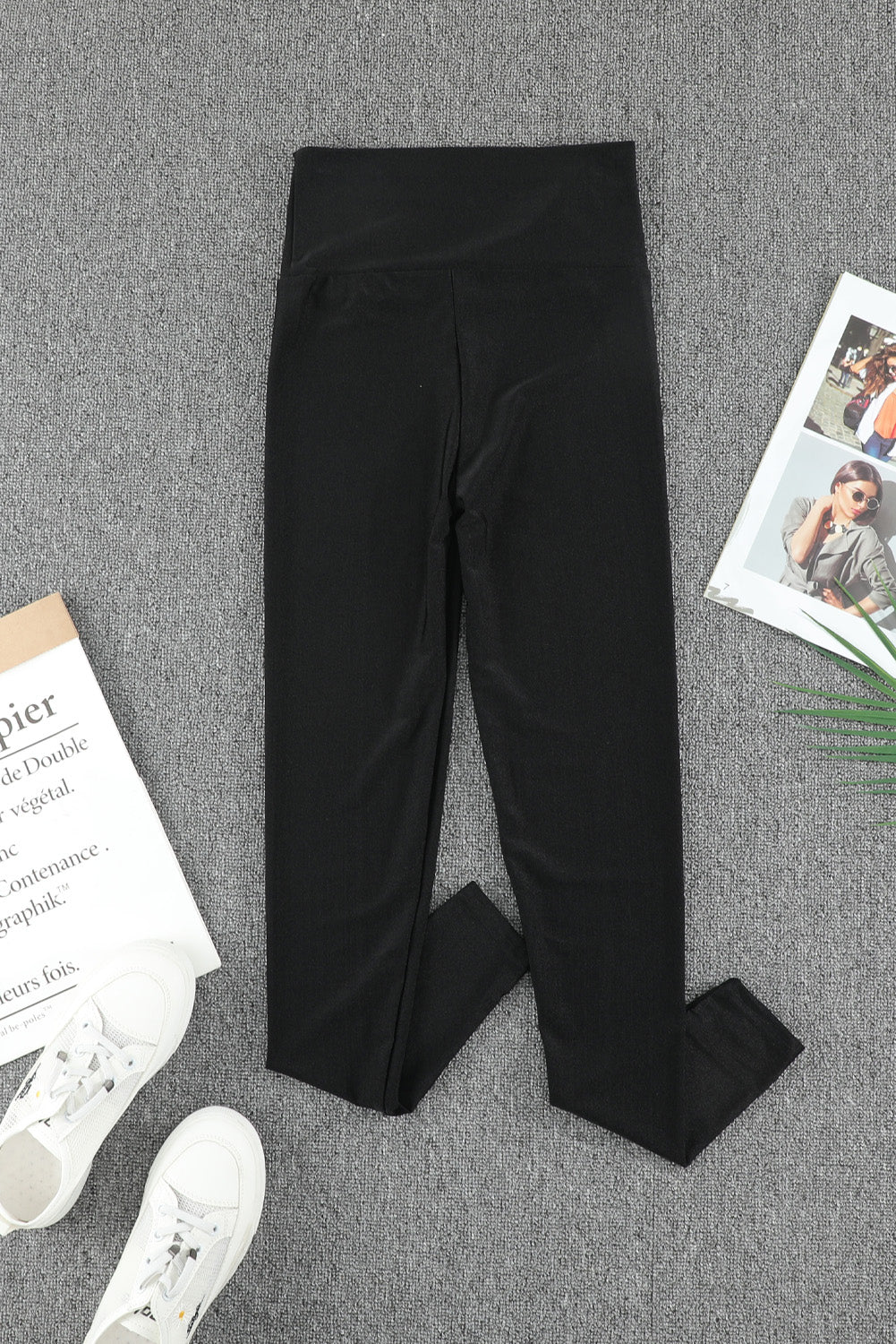 Leggings Donna Neri a Vita Alta con Fascia Modellante